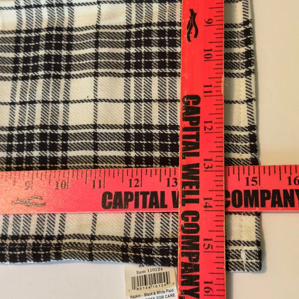 Primitives by Kathy Black White Plaid Cotton Napkins Set of 4 Farmhouse Decor